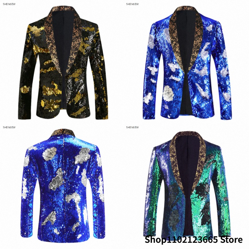 Men'S Grooming Club - Men's Suit Jacket Shiny Sequins Shawl