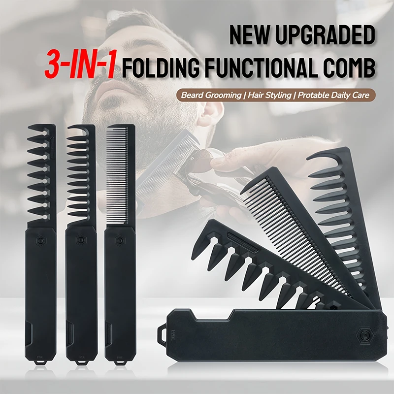 3-in-1 Folding Beard Comb for  - Mens Grooming Travel Kit recension och pris